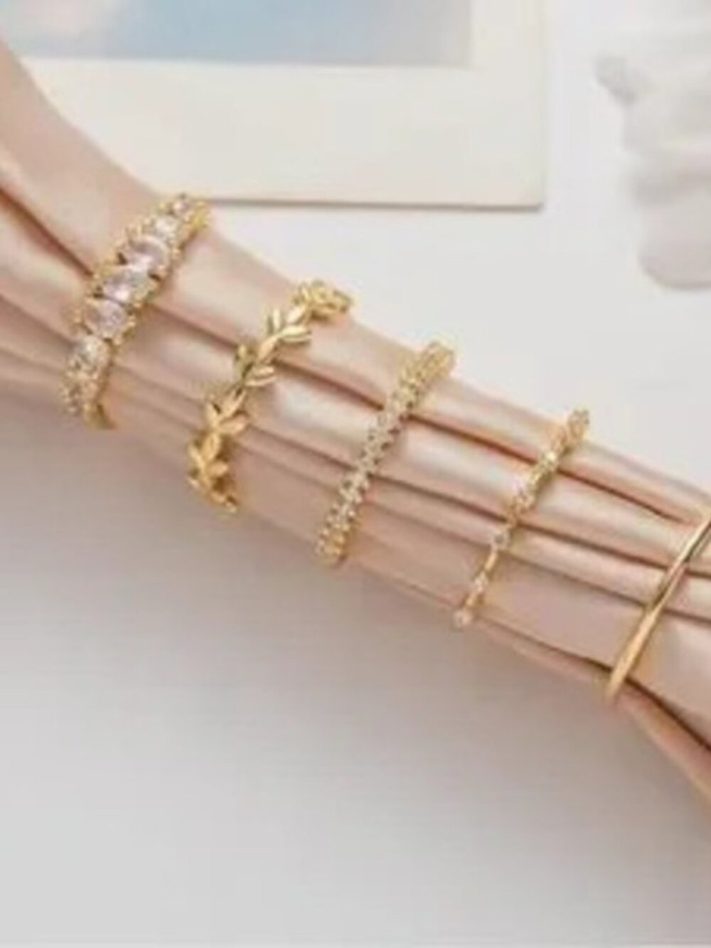 Gold 14k Gold Plated 5pc CZ Ring Set